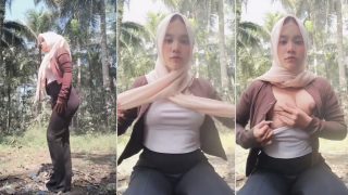 Talent Yola Mode Hijab Eksib Tetek di Kebun