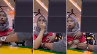 Sange Pacar Hijab di Remas Nenennya di Restoran